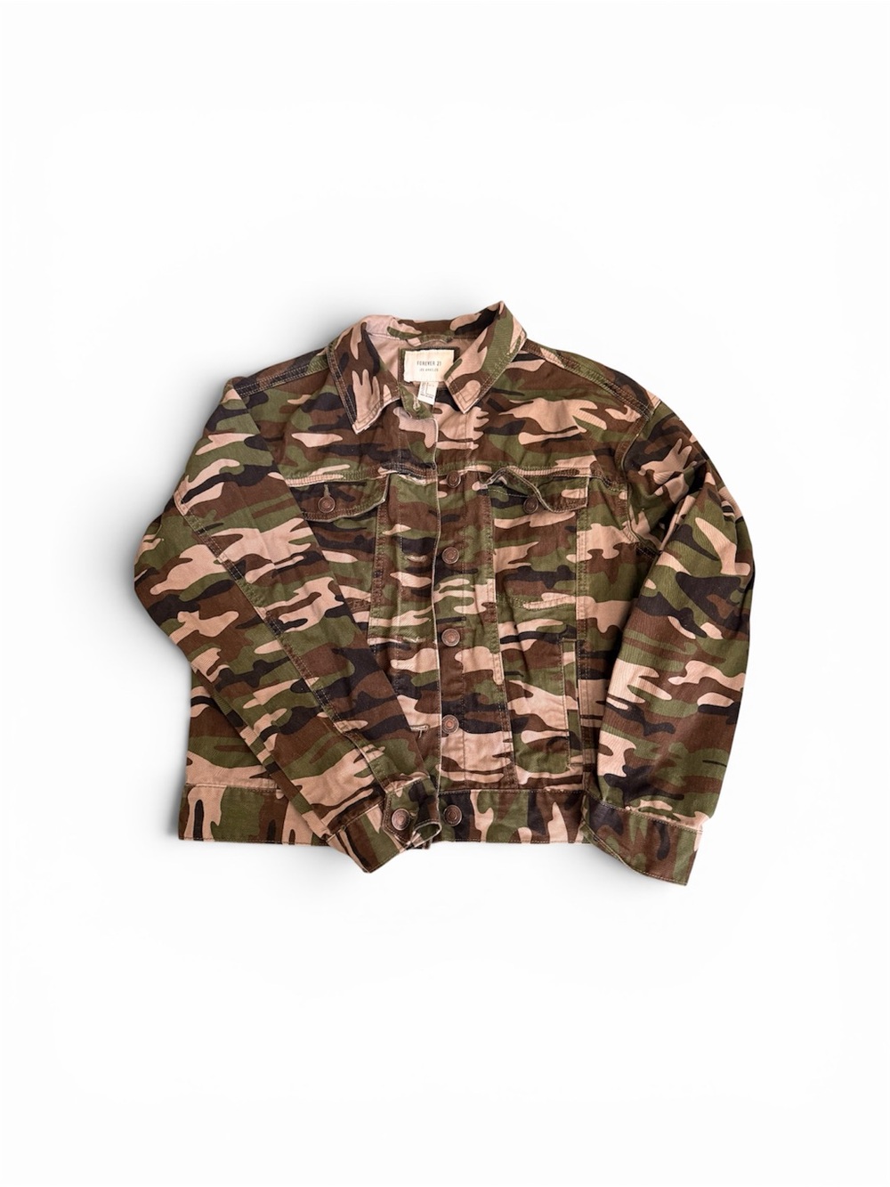 Forever‎ 21 Camouflage Jean Jacket - Green, Brown, Tan